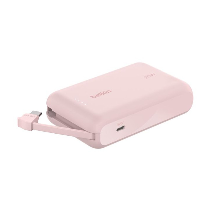 BELKIN 10K PD20W INTEGRATED USB-C CABLE POWER BANK PINK